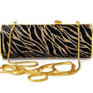 KATHRINE BAUMANN HEXAGON GUILDED ZEBRA CLUTCH